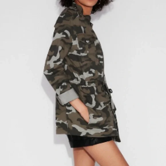 Express Camo Print Military Utility Zip Up drawstring Waist Jacket - Size S/P - Picture 2 of 10